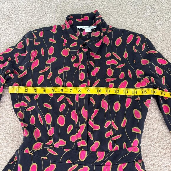 Diane von Furstenberg Chrissie Silk Dress Size 0 Black and Red Dark Romantic - Picture 6 of 8